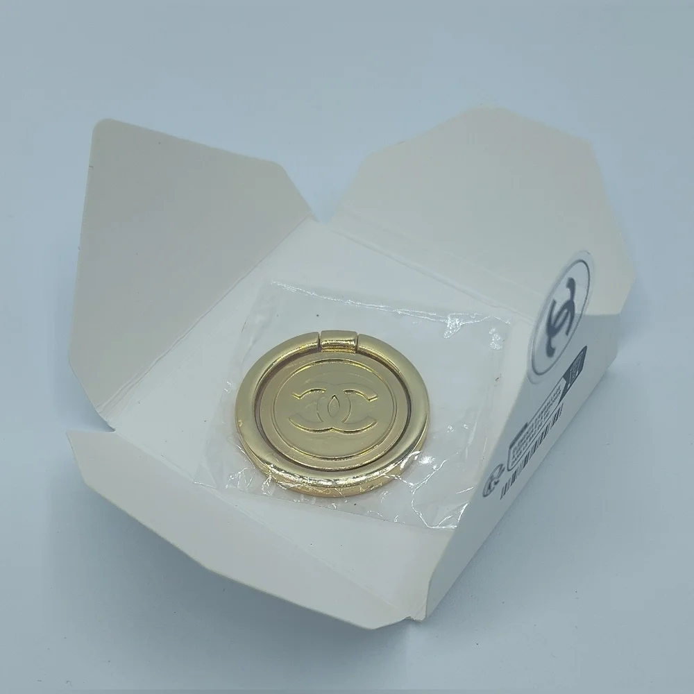 CHANEL Gold CC Logo Phone Grip Holder Paris GWP Luxury Accessory Authentic NIB